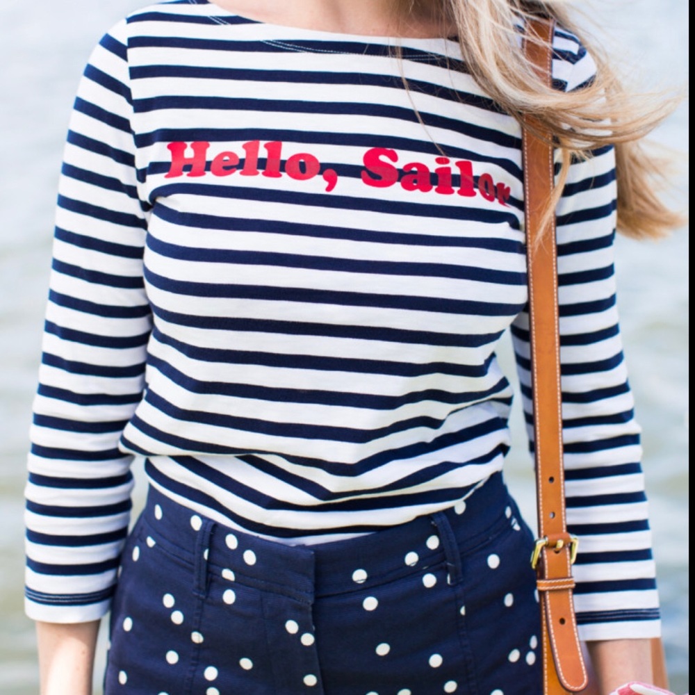 Like New! J.Crew Hello, Sailor 3/4 sleeve shirt